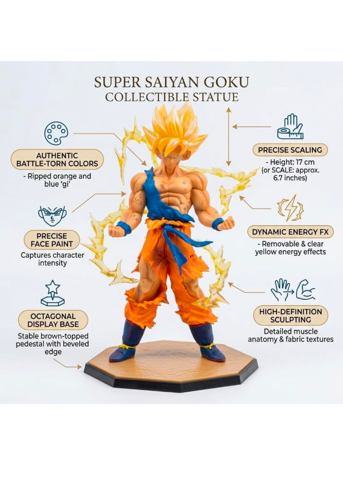 Anime Action Figure 17 cm Superhero Collectible Figure for Car Dashboard, Home Decoration & Gifting | Dragon Ball Z Style Character Statue for Anime Lovers (Goku VI