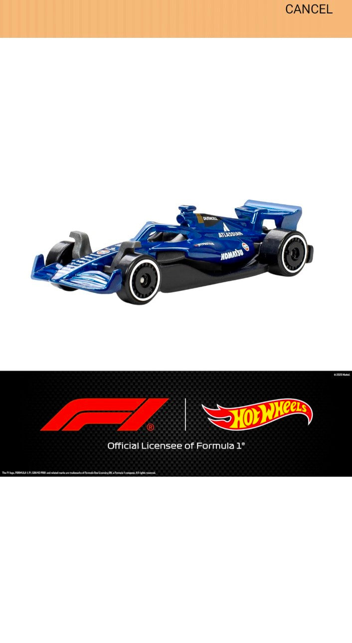 Hot Wheels 1:64 Scale 5-Pack Formula 1 Die-Cast Toy Cars, Set of 5 Officially Licensed, Collectible F1 Race Cars for Play or Display