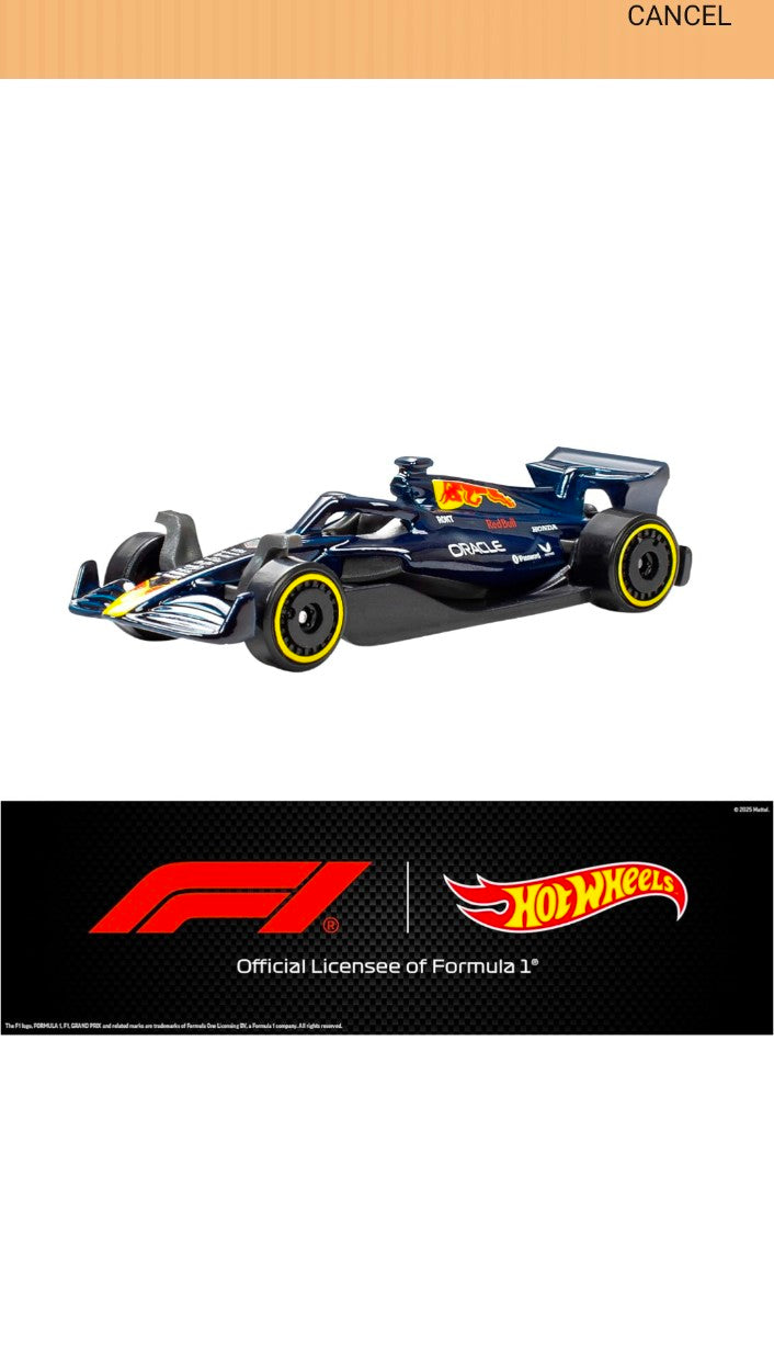 Hot Wheels 1:64 Scale 5-Pack Formula 1 Die-Cast Toy Cars, Set of 5 Officially Licensed, Collectible F1 Race Cars for Play or Display